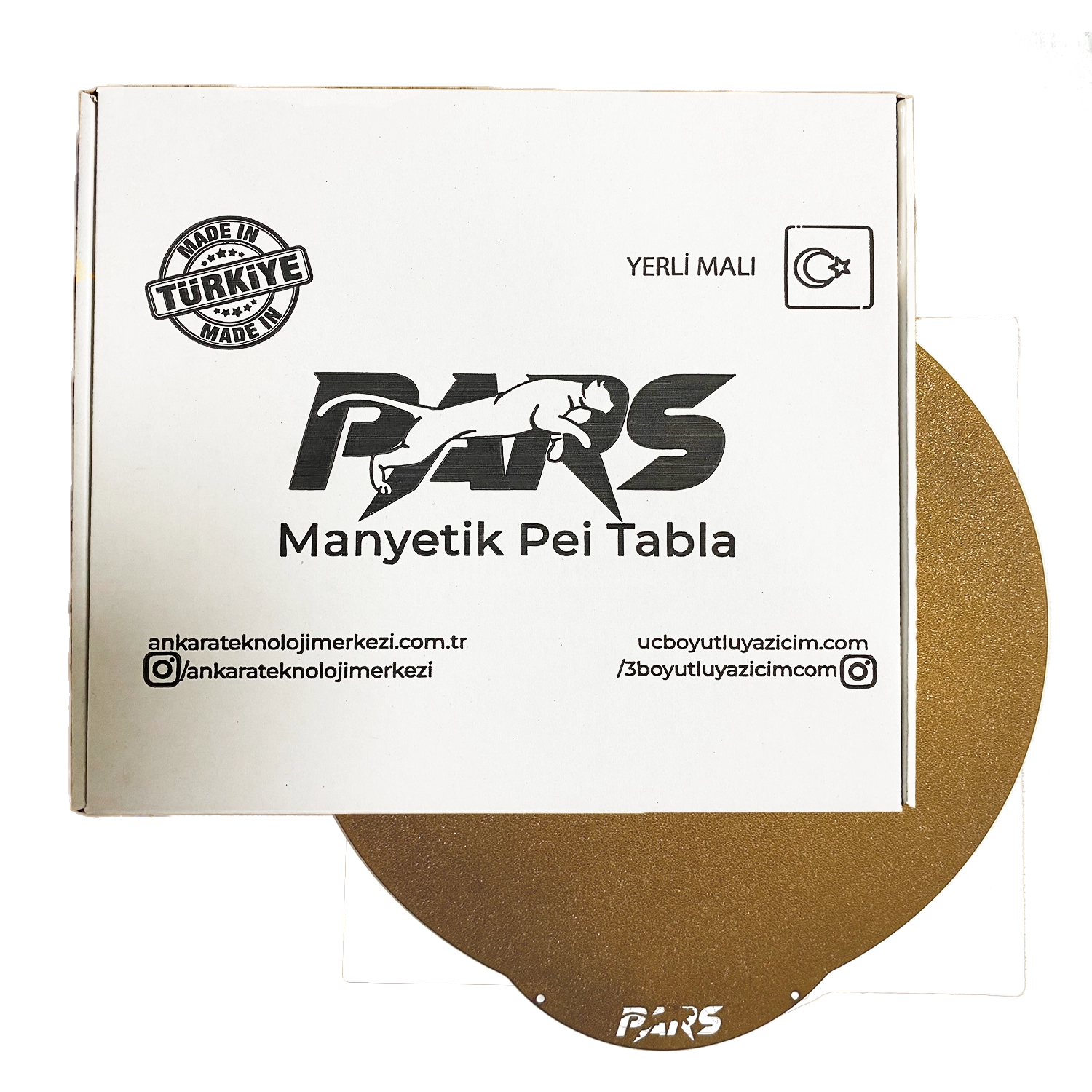 240x240 mm Pars Gold Özel Yay Çeliği Yerli Manyetik Pei Tabla (Magnetsiz) (Yuvarlak Kesim)