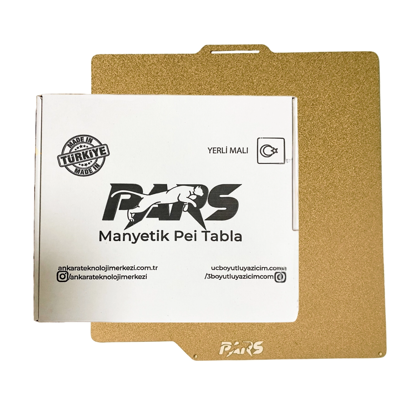 257x257 mm Pars Gold Özel Yay Çeliği Yerli Manyetik Pei Tabla (Magnetli)