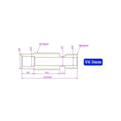 3D Yazıcı E3D V6 M7x22mm Barel - All Metal - 3mm