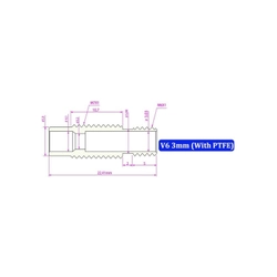 3D Yazıcı E3D V6 M7x22mm Teflonlu Barel - All Metal - 3mm