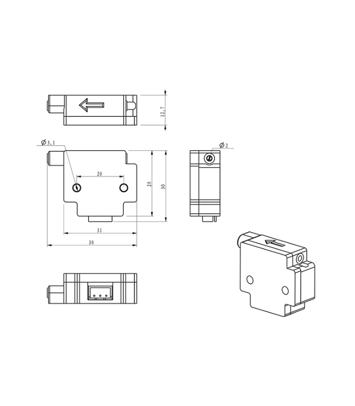 3D Yazıcı Filament Algılama Sensörü - Siyah
